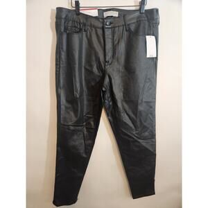Social Standard By Sanctuary Womens Black Faux Leather Skinny Ankle Pants Sz 14